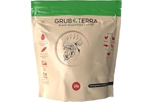 GrubTerra Golden Dried Black Soldier Fly Larvae - Premium Supplement to Increase Egg Production for Chicken Treats, Bird Feed, Chicken Feeder, Pet Bird Food, and Chicken Feed (2lb)