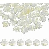 uxcell 50 Pcs Glass Crystal Beads, Scallop Shape Beads Clam Shell Spacer Bead Top Drilled Bead Bulk for Jewelry Making DIY Craft Earring Necklace Bracelet, Yellow
