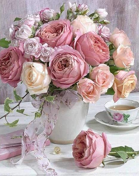 Amazon.com: WEIYP 5D Diamond Painting Full Drill Pink Rose Flowers in
