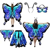 Jackcell Butterfly Wing Costumes for Women, Halloween Butterfly Cape with Skirt Adults, Fairy Dress Up Costume Party Set