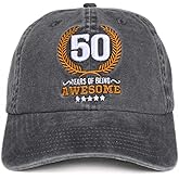 InnoBeta 50th Birthday Gifts for Men, Adjustable Embroidered Hat Gifts for Him, Dad, Grey - Awesome