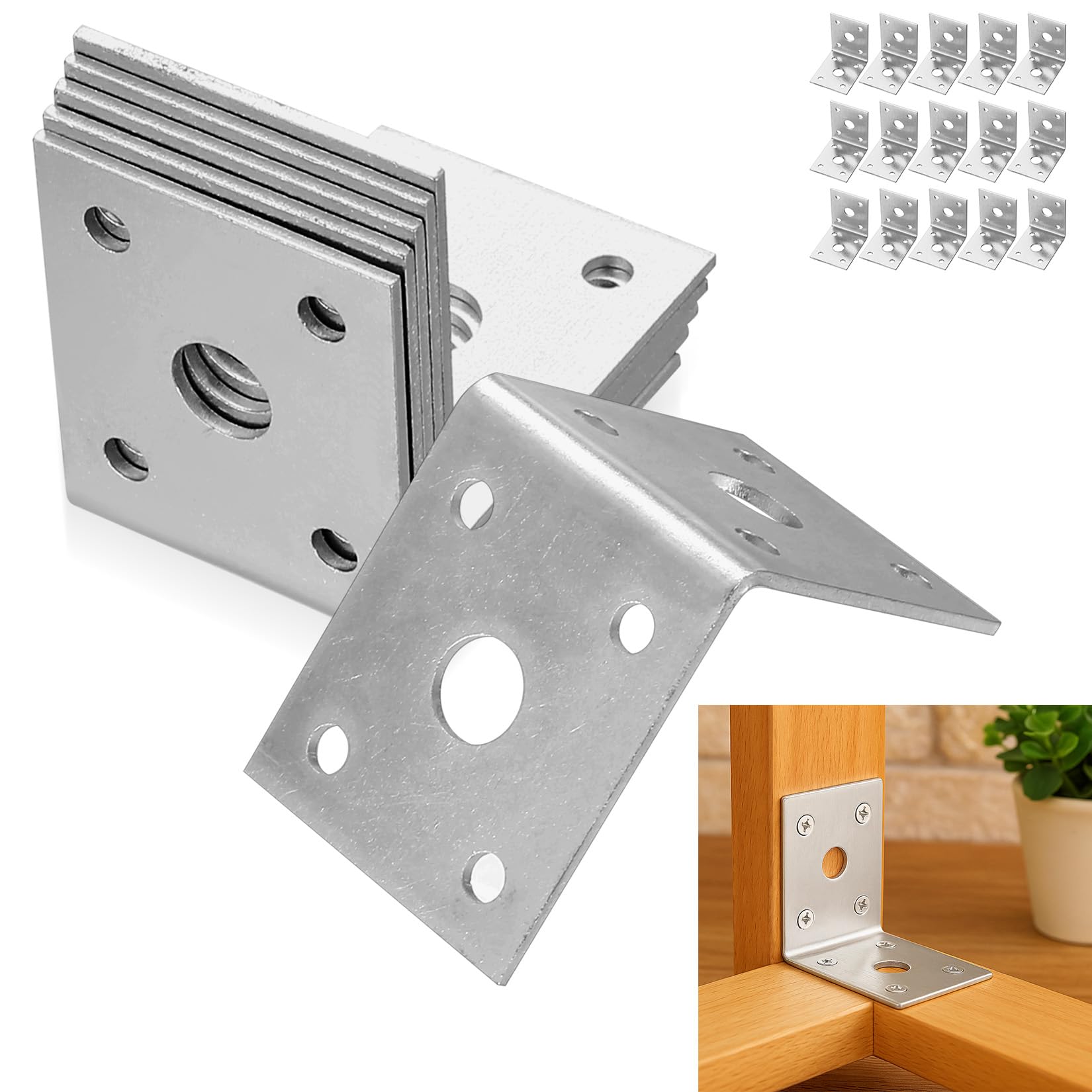 15 Pcs Angle for Wood, Heavy Duty Metal Corner Connectors for Wood, Right Angle L for Timber, for Fixing Joining Furniture Shelves, 1.9x1.9x1.57