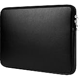 CCPK 15.6" Laptop Sleeve Compatible for 16" MacBook Pro 16 Inch 15" Mac Hp Acer Aspire 5 Samsung Lenovo Surface Book Envy x360 15 In Computer Cover 16in PC Carrying Case 15.6 Inch Bag PU Leather Black