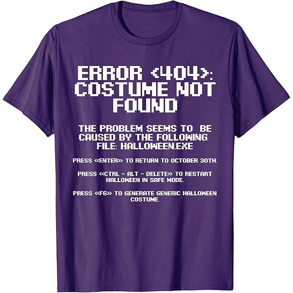 Amazon.com: Error 404 Costume Not Found Halloween Coding