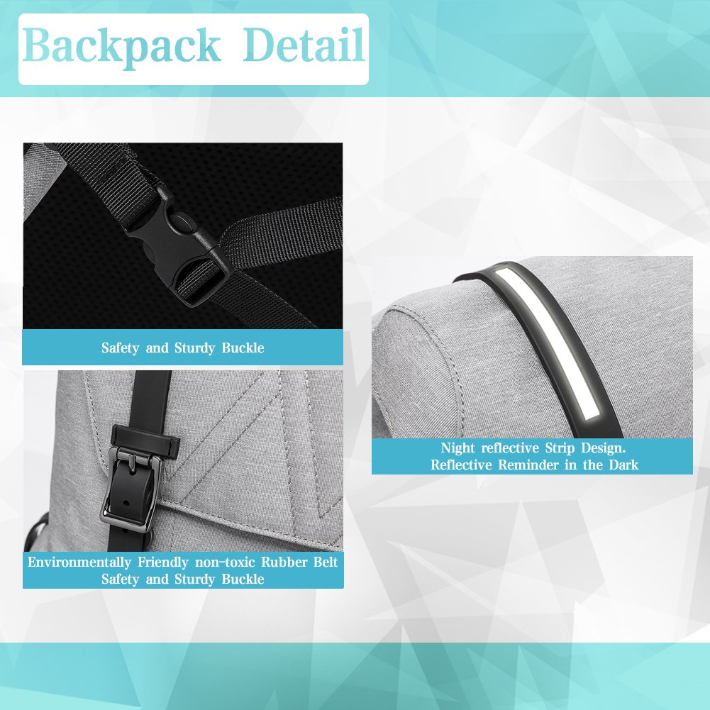 Vintage Mochila Mujer Bolsos Mochila Hombre Antirrobo Mochila Portatil 15,6 Pulgadas Trabajo Impermeable Camping Deportiva Casual College Daypack, Gris