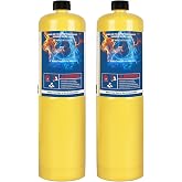 Sondiko 2 Pack Pre-Filled Propane Cylinders, Standard Fuel Source, Durable Steel Construction, 16 Ounces Each, Vehicle Specific, Hand Torch Fuel Cylinders