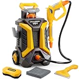 Kids Car Wash Toy Pressure Washer Playset with 1.3L Tank & Manual Pump Spray Gun, Outdoor Summer Water Toys for Toddlers, Portable Cleaning Pretend Play Gift for Boys Girls Ages 3+