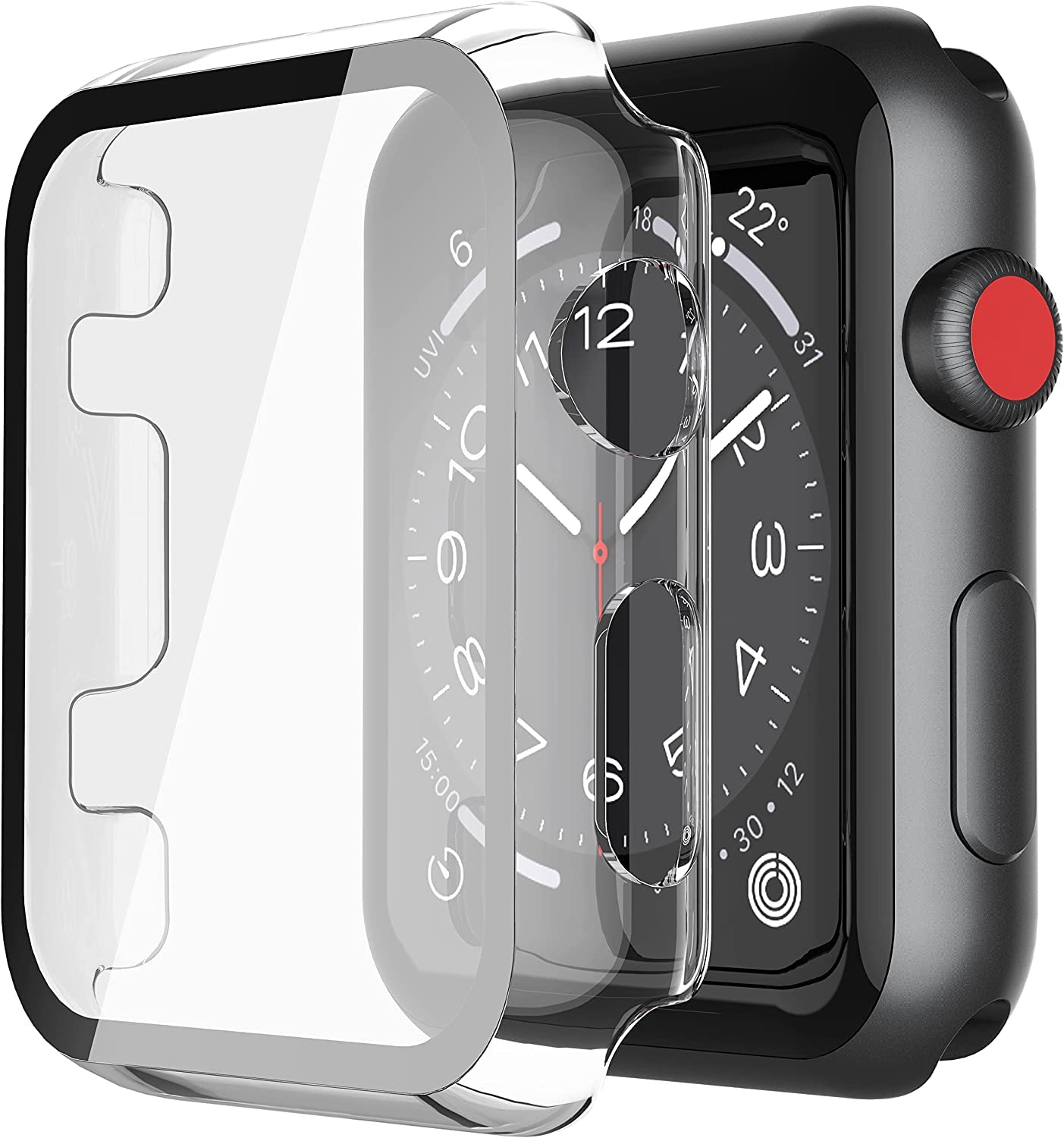 Piuellia Transparent Hard Case Compatible with Apple Watch Series 3 Series 2 38mm with Screen Protector, Ultra-Thin Overall Protective Cover for iWatch [2 Pack]