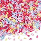 SUNNYCLUE 1 Box 2000Pcs Rice Beads Imitation Pearl Beads 6mm AB Colors Acrylic Opaque Oval Peanut Shaped with 1.5mm Hole Loose Spacers for DIY Crafts Jewelry Making Findings Bracelet Keychains Adults