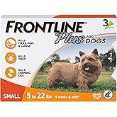 FRONTLINE Plus Flea and Tick Treatment for Small Dogs Upto 5 to 22 lbs. 3 Treatments