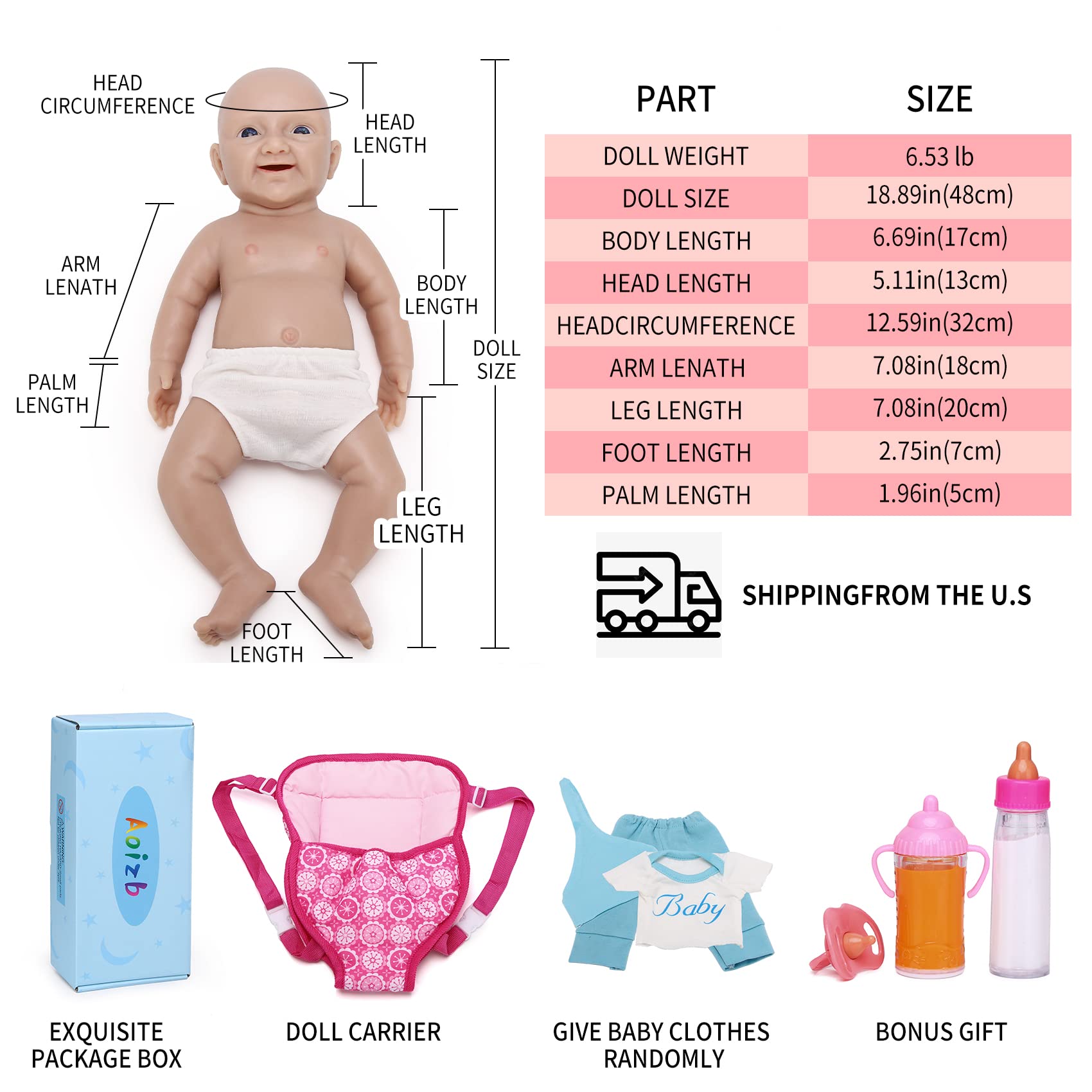 Mua Aoizb 18 inch Realistic Full Body Silicone Doll, not Vinyl Doll ...