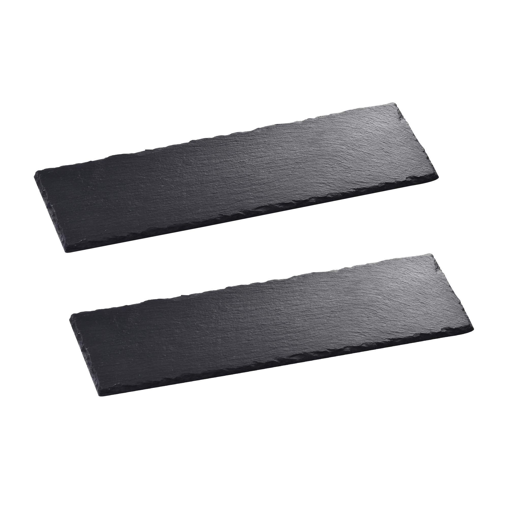MALACASA, Series Nature.Slate, 2-Piece Natural Slate Stone Tablemats Square and Rectangular Placemat Sets Serving Platter for Dinner Parties and Entertaining, 30 X 10 CM