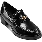 Karl Lagerfeld Womens Cenalla Platform Loafer with Metallic Finishes and Logo
