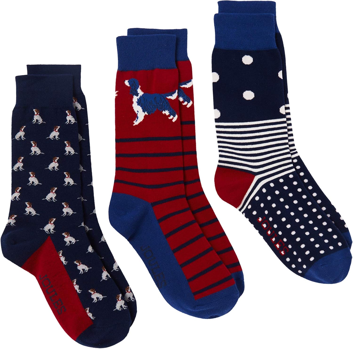 Joules Men's Striking 3PK Socks, Dog, One Amazon.co.uk Clothing