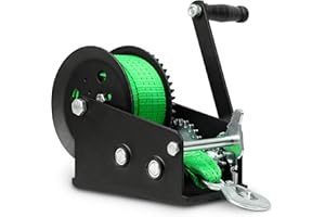 Zostera Trailer Boat Hand Winch with Heavy-Duty Gears 3500 lb 30Ft Green Strap and Safety Hook, Portable Hand Crank Winch,for Boat Trailer Towing Winch…