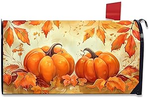NANIKORE Welcome Fall Pumpkin Mailbox Covers Magnetic Standard Size 18X21 Autumn Harvest Thanksgiving Magnetic Waterproof Mail Wraps for Outdoor Yard Garden Standard Mailbox Decor
