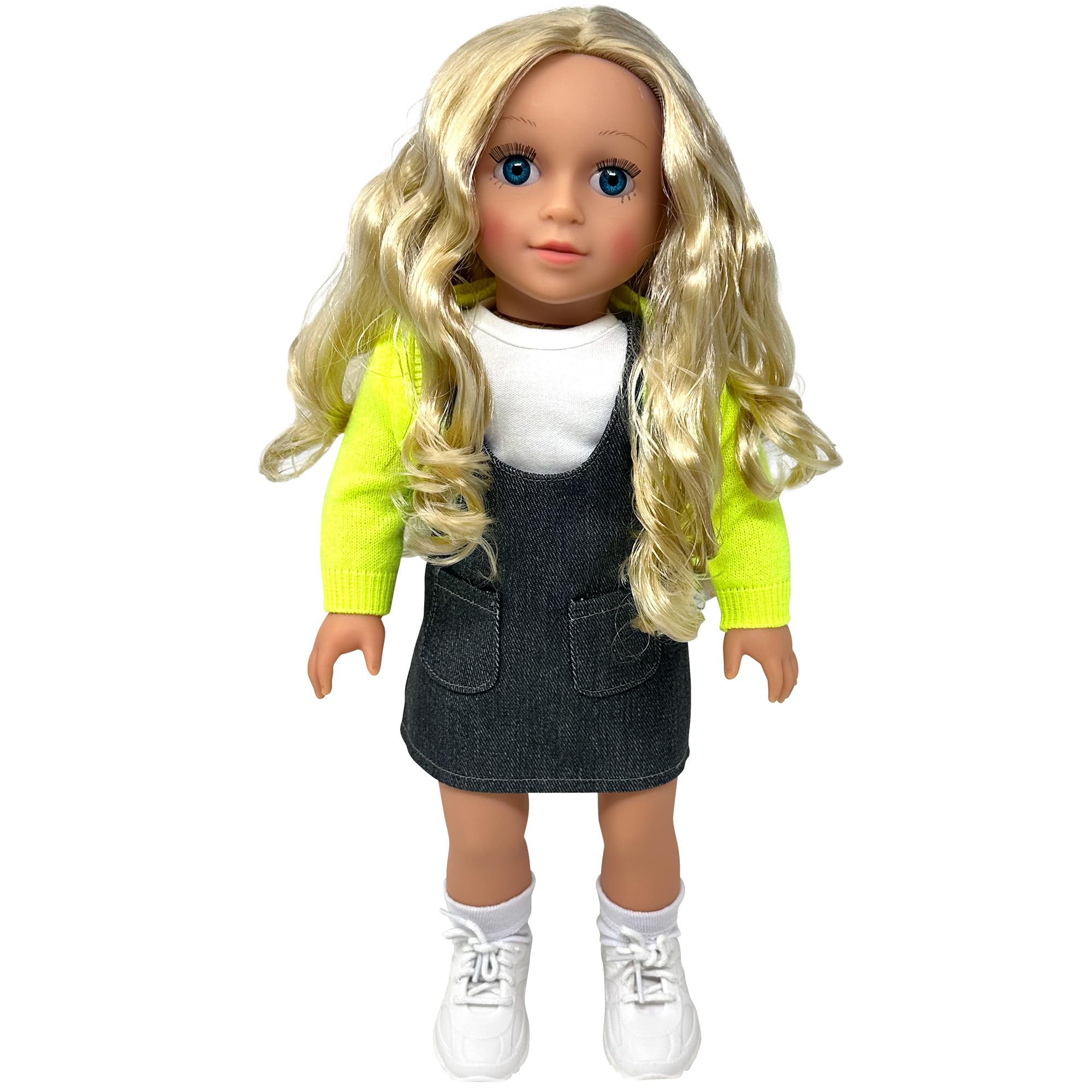Photo 1 of 18 Inch Dolls with Soft Hair and Accessories – Soft Body 18 inch Doll with Poseable Vinyl Arms & Legs, Dress Outfit – Cute 18" Doll Set for Girls