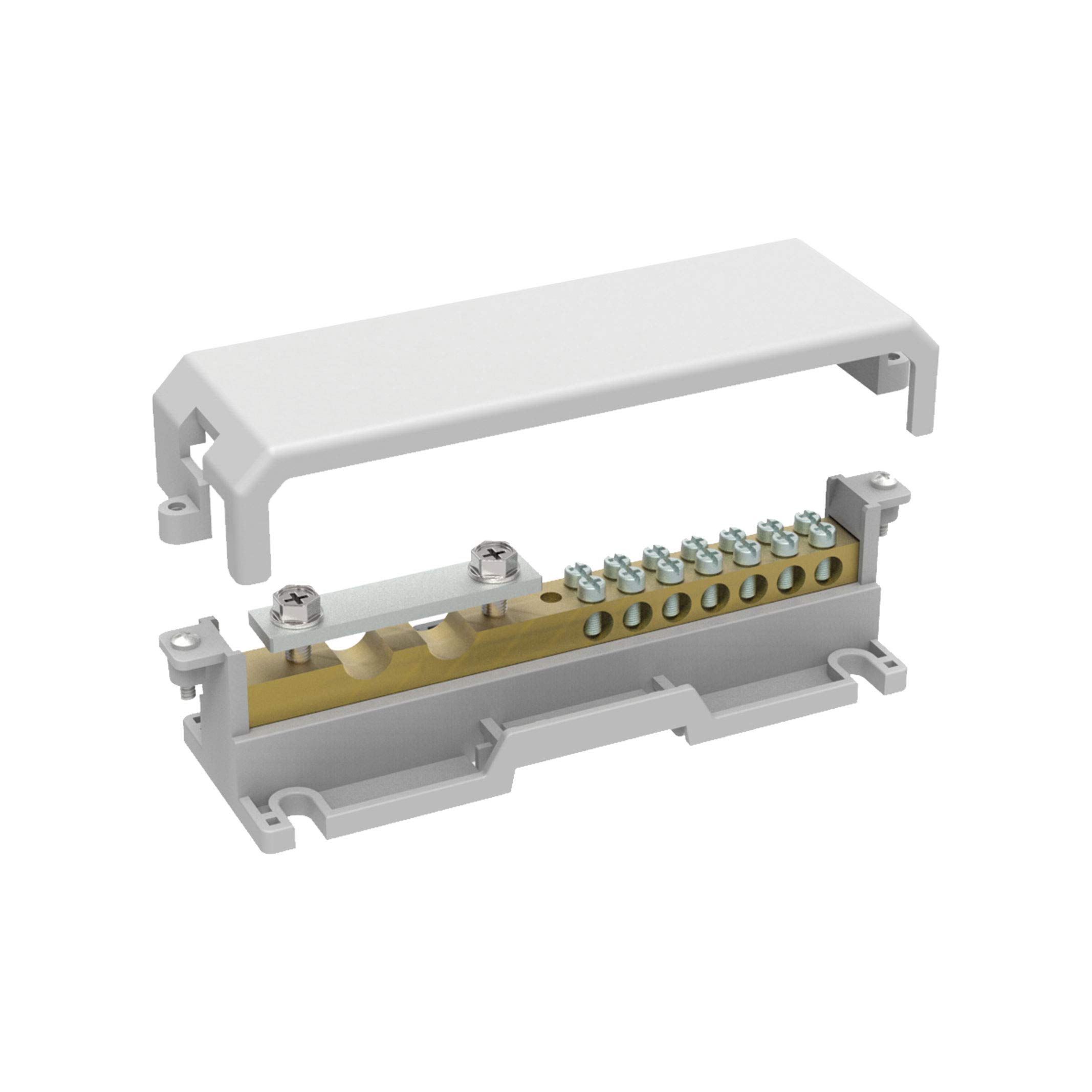Arnocanali TP309 Earth Terminal Block for Equipment Connections with Lid, with Brass Rod 9 Holes, Multicolour
