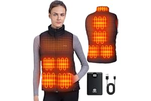 Soleilwear Heated Vest Women, 9 Heating Zones with 12000mAh Battery Pack, Rechargeable Vest Outdoor Hunt Camping Cycling Ski