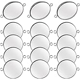 20pcs 25 mm Stainless Steel Round Blank Pendant Trays Connector Flat Base Bezel Cabochon Settings Pendant Blanks Links for DIY Bracelet Necklace Jewelry Making Cameo Photo