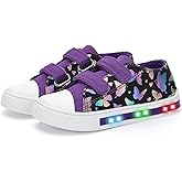 Toddler Kids Sneakers for Boys Girls Light Up Canvas Shoes Children Low Top Casual Outdoor Sneaker with Adjustable Straps