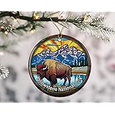 Yellowstone National Park Stained Glass Look Christmas Ornament - Keepsake, Travel Souvenir, Ceramic Gift Printed on Both Sides