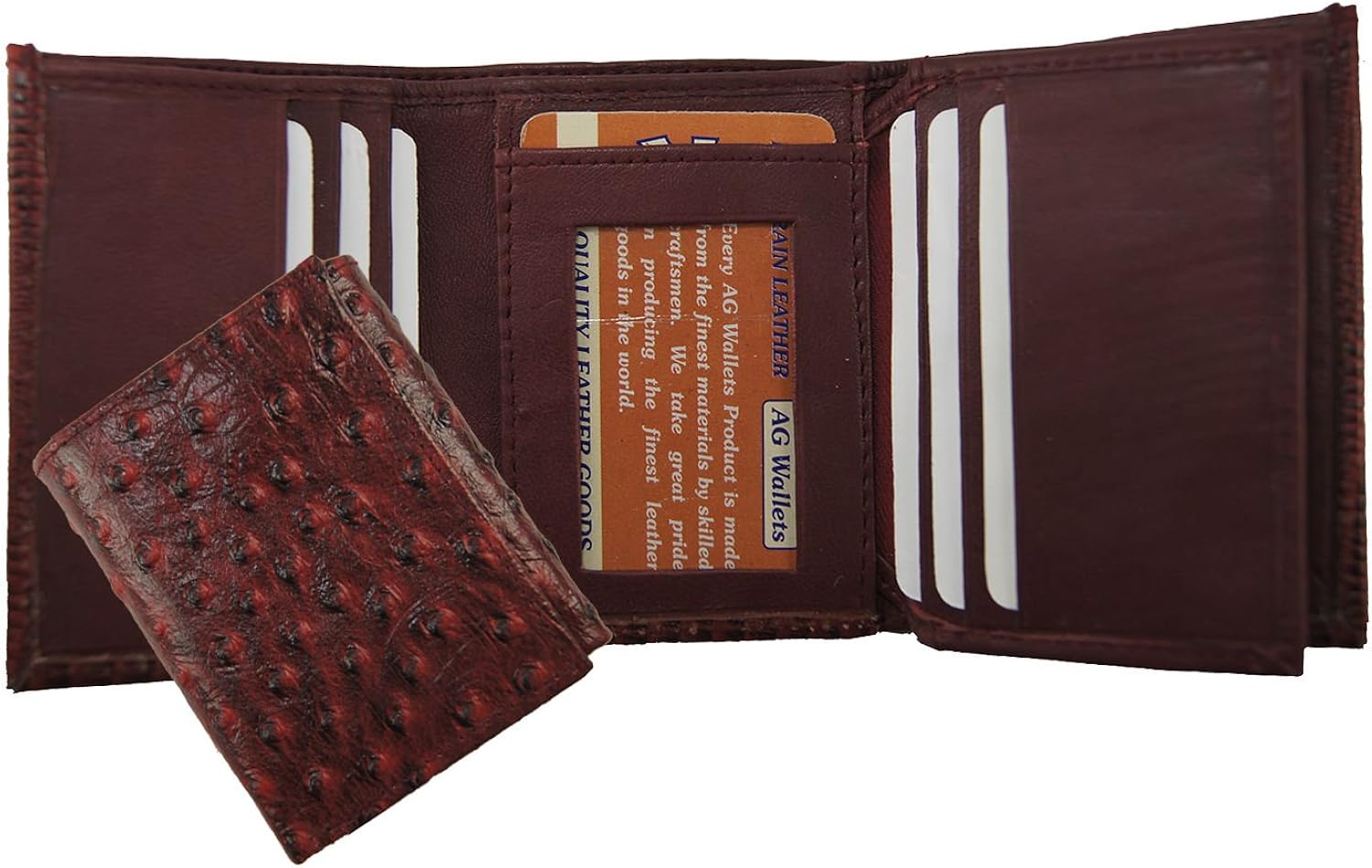 Wallet Men's Genuine Leather Ostrich Skin Embossed Trifold