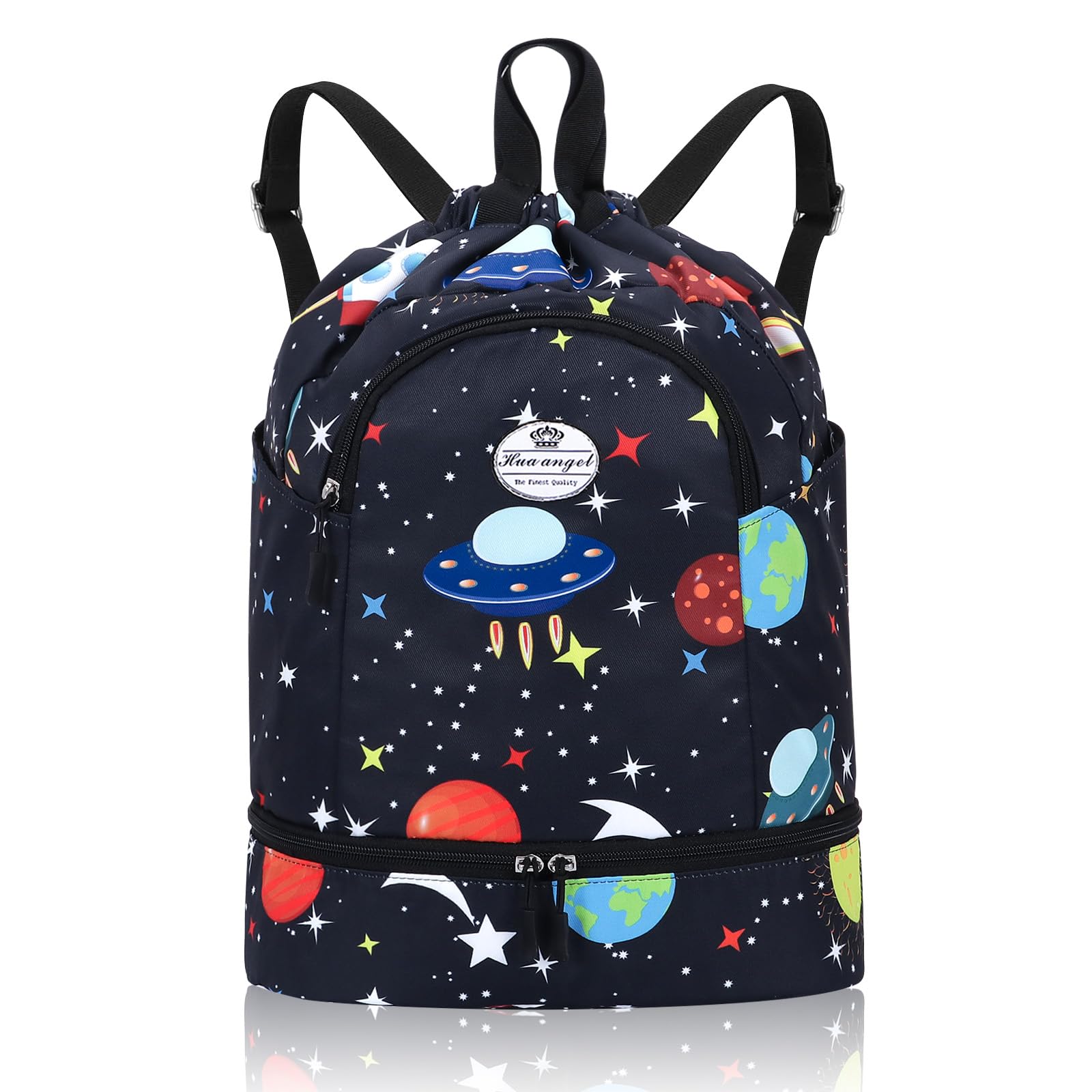 HUA ANGEL Unisex Drawstring Backpack Sports Gym Bag Drawstring Bag Weekend Daypack with Shoe Compartment for Women Men Basketball Football Outdoor Fitness Yoga Swimming Beach