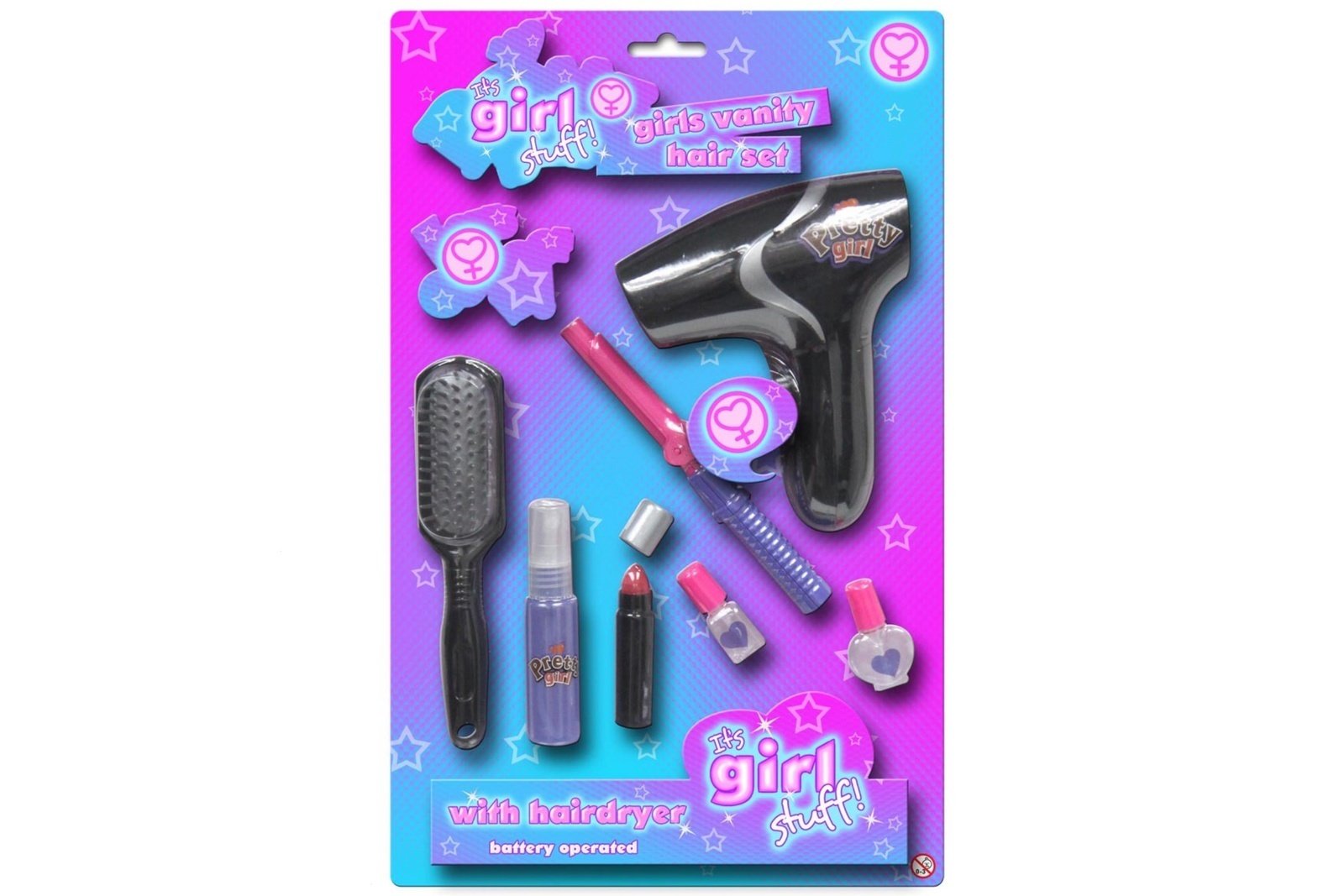 Its girl stuff! Girls 8pce Hair Set - Hairdryer, Curlers + Accessories