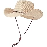 Straw Cowgirl Hat for Women Cowboy Hats for Men Wide Brim Sun Hat Shapeable Western Hat Beach Hat