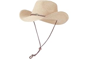 MIVBUKS Straw Cowgirl Hat for Women Cowboy Hats for Men Wide Brim Sun Hat Shapeable Western Hat Beach Hat
