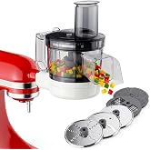 HOZODO Food Processor Attachment for KitchenAid Stand Mixer, 5-in-1 | Vegetable Food Chopper with Dicing, Shredding, Sauce Grinding, Julienne &amp; Slicing Discs, Storage Case Included
