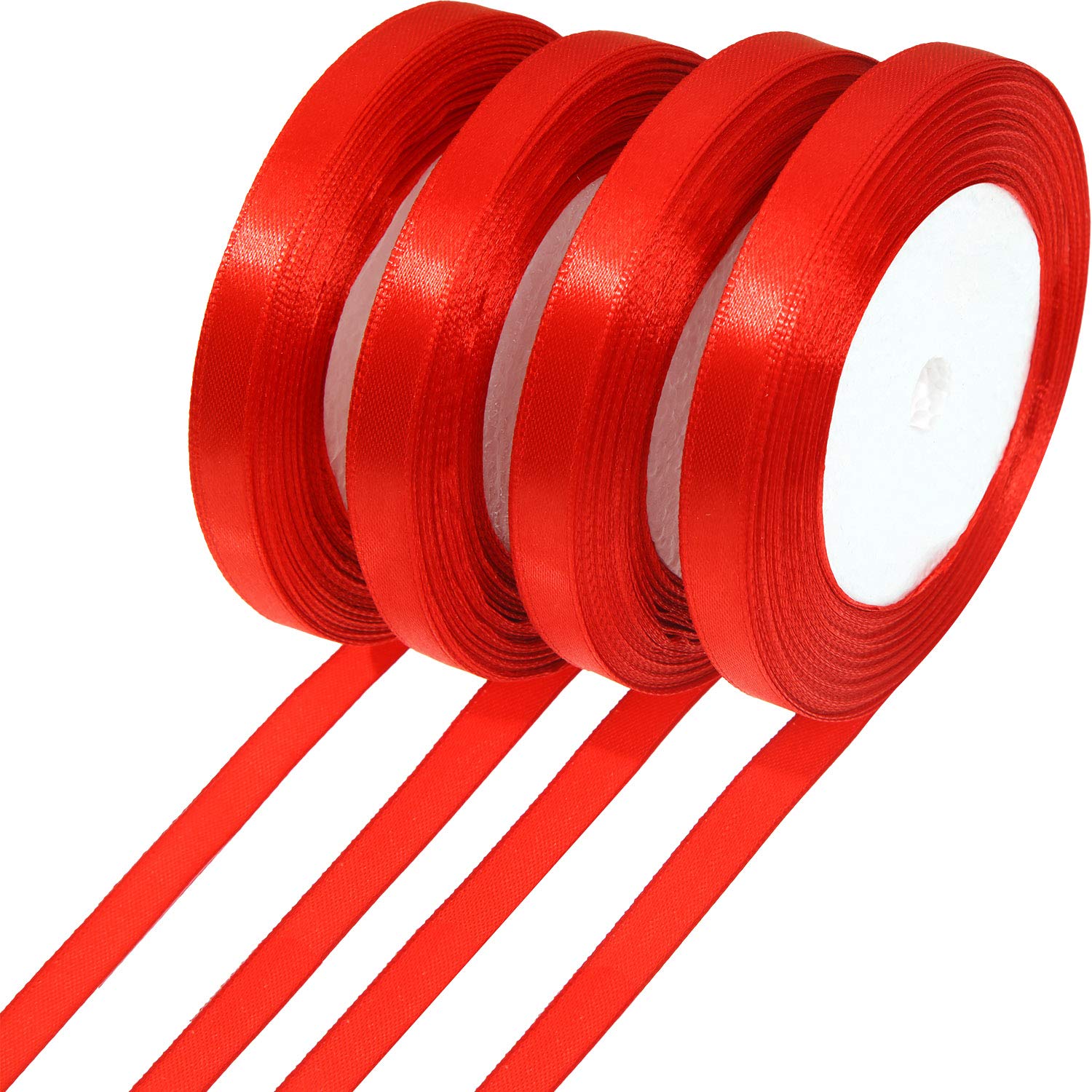 100 Yards Satin Ribbon Wrapping Ribbon for DIY Gifts (10 mm, Red)