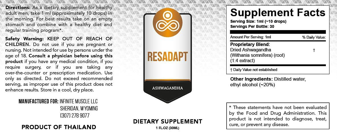 Premium Ashwagandha Supplement Resadapt - Powerful Adaptogenic Herbal Extract - Liquid Drops for Best Absorption - Non-GMO - Vegan - Immune System & Energy Boost - Anti-Anxiety Action: Health & Personal Care