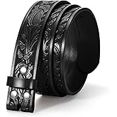 TRIWORKS Western Belt for Men without Buckle Cowboy Leather Belt Country Belt 1.5”Embossed Leather Belt Strap