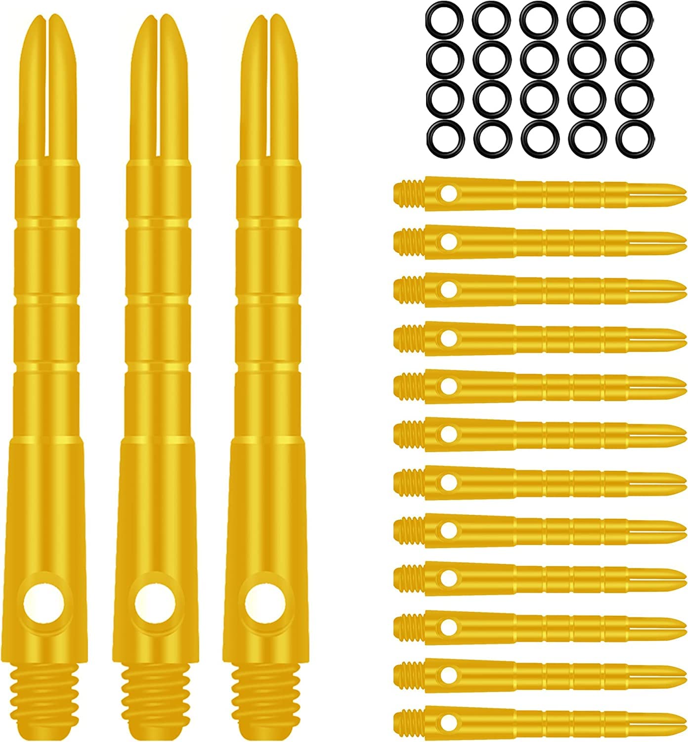 CyeeLife Pro Dart Shafts Aluminium 15pcs with 20pcs Rubber O Rings,Gold 48mm