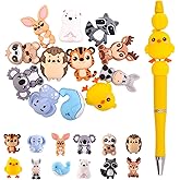 VervelaLibre 12Pcs 3D Animal Silicone Focal Beads Beaded Pen Supplies Cute Focal Beads for Pen Keychain Making DIY Crafts Necklace Bracelet