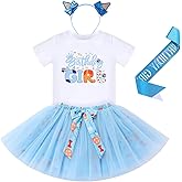 IDOPIP Blue Birthday Girl Outfit for Baby Toddler Girls Birthday Shirt Tutu Skirt Dog Ears Sash Cake Smash Photo Shoot 1-6T