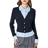 MakeMeChic Women's Casual Business Top Long Sleeve Shirts Button Down Collared Blouse