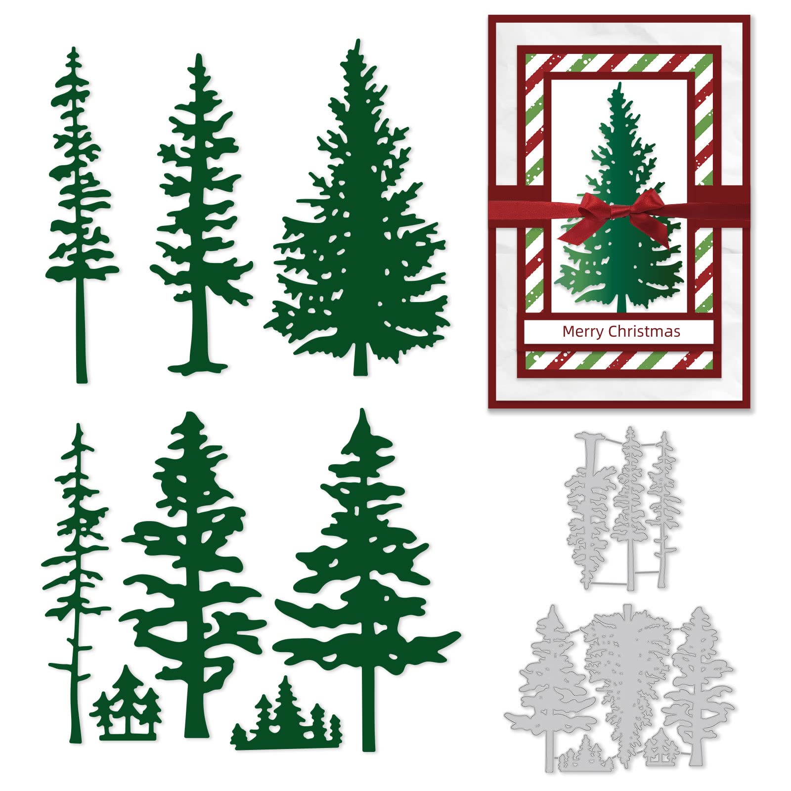 GLOBLELAND Christmas Tree Cutting Dies Metal Pine Trees Plant Frame Embossing Stencils Die Cuts for Paper Card Making Decoration DIY Scrapbooking Album Craft Decor