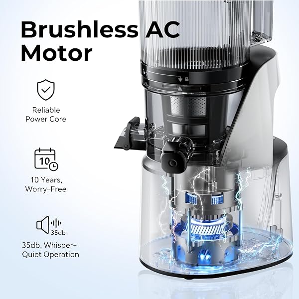 EANORUUS JUICER MACHINES, 3-IN-1 COLD PRESS JUICER WITH 6.5″ EXTRA LARGE CHUTE, 100OZ LARGE CAPACITY, AC MOTOR, MAKES JUICE, NUT MILK & SORBET, BRIGHT WHITE