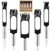 Lasnten 5 Pcs Plug Cutter Tenon Drill Bit Set, 3/8&Prime;, 1/2", 5/8", 3/4", 1" | Wood Dowel Maker Tool, for Woodworking, with Case, Cylindrical Shank Fits Drill Press and Power Drills, Carbon Steel Blades