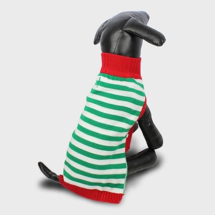 Melitop005 Stripes Pet Christmas Sweater Polo Clothes Cotton T Shirt For Cats Knit Jacket