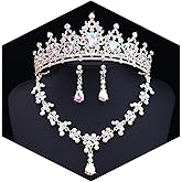 Feltent Tiaras and Crowns Jewelry Set for Women Tiaras Earrings and Necklace for Wedding Rhinestone Crystal Bridal Jewelry Sets for Costume Birthday Party Prom Gifts