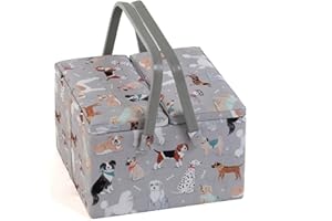 Hobby Gift Exclusive Large Twin Lid Sewing Craft Hobby Storage Box, Accessories Tray Pin Cushion Pockets PVC Handles, 25 x 25