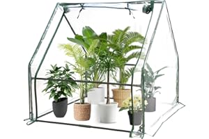Ferrisland Mini Greenhouse - Portable Clear PVC Cover Greenhouse with Roll-Up Zipper Door, Ideal for Plants, Seedlings & Flowers - 33.1x33.1x35.4-Inch