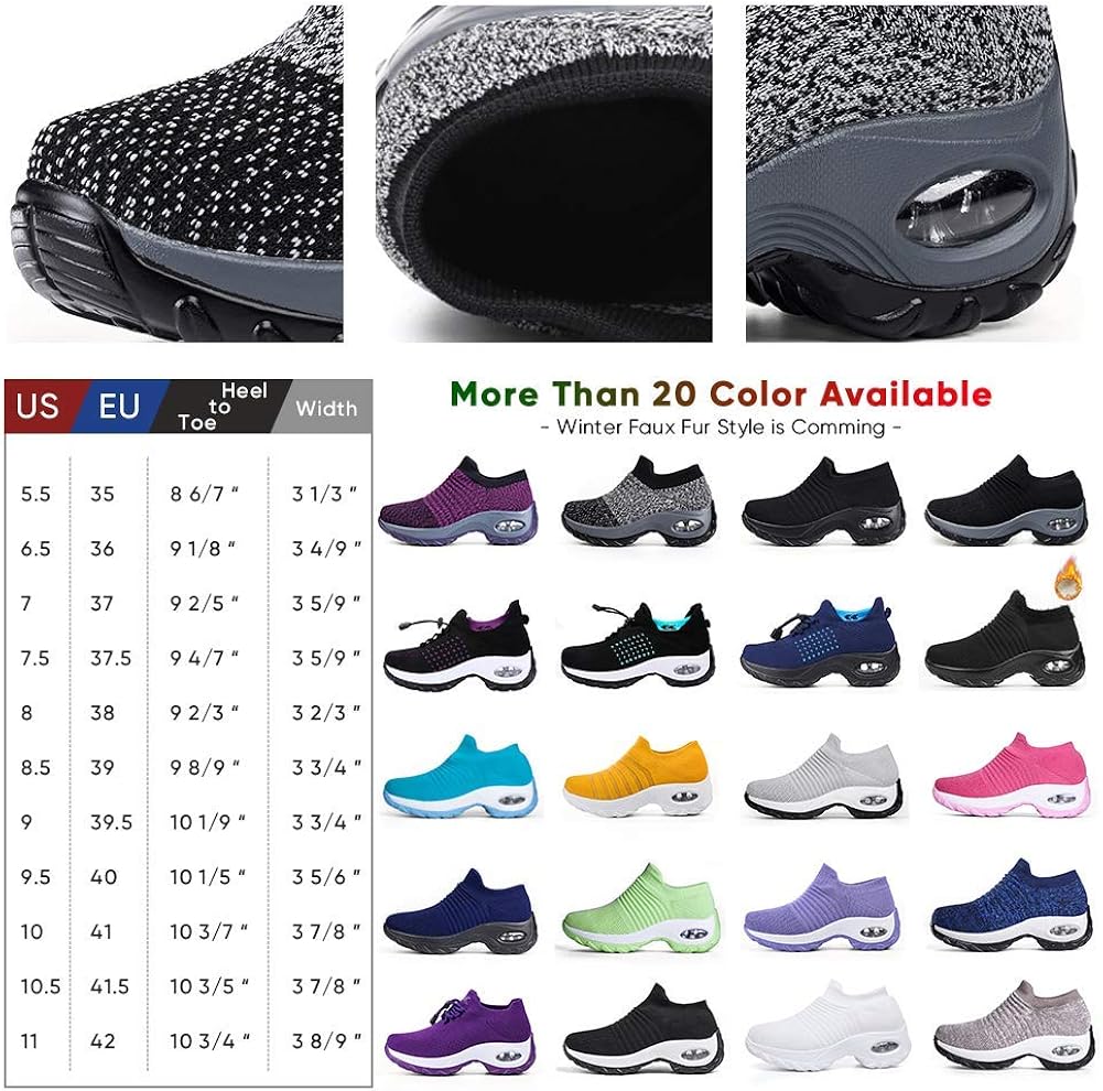  | Women's Walking Shoes Sock Sneakers - Mesh Slip On Air Cushion Lady Girls Modern Jazz Dance Easy Shoes Platform Loafers | Walking