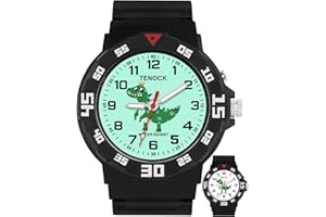 TENOCK Kids Analog Watch for Boys Girls, Dinosaur Unicorn Learn to Tell Time Watch with Night Light, Waterproof, Military Time, Soft Band Watches for Ages 4-10 Great Birthday Gift