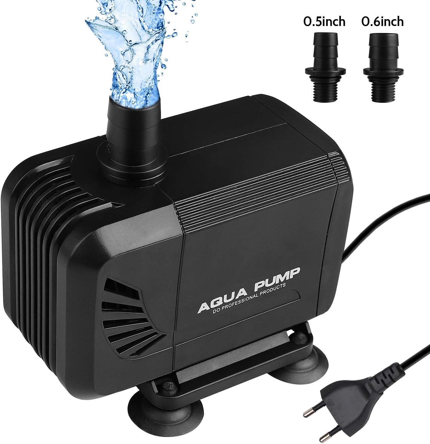 etship Teichpumpe, 1500L/H Aquarium Pumpe Wasserpumpe Tauchpumpe, 15W Aquarienpumpe Springbrunnenpumpe für Teich Brunnen Aquarium, Brunnenpumpe mit Förderhöhe 1.6M, Kabel 1.4M und 2 Düse 13mm/16mm