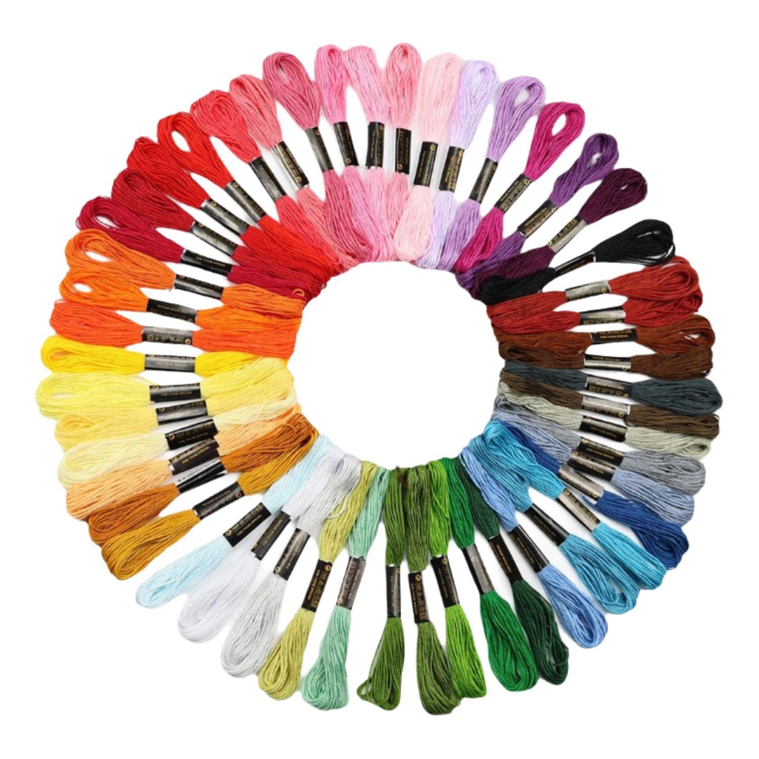 EOWVISN 50 Pieces Of Colorful Embroidery Thread, Thread For Hand Knitting, Embroidery Sewing Materials, Handmade Diy Sewing Accessories, Braided Rope For Crafts